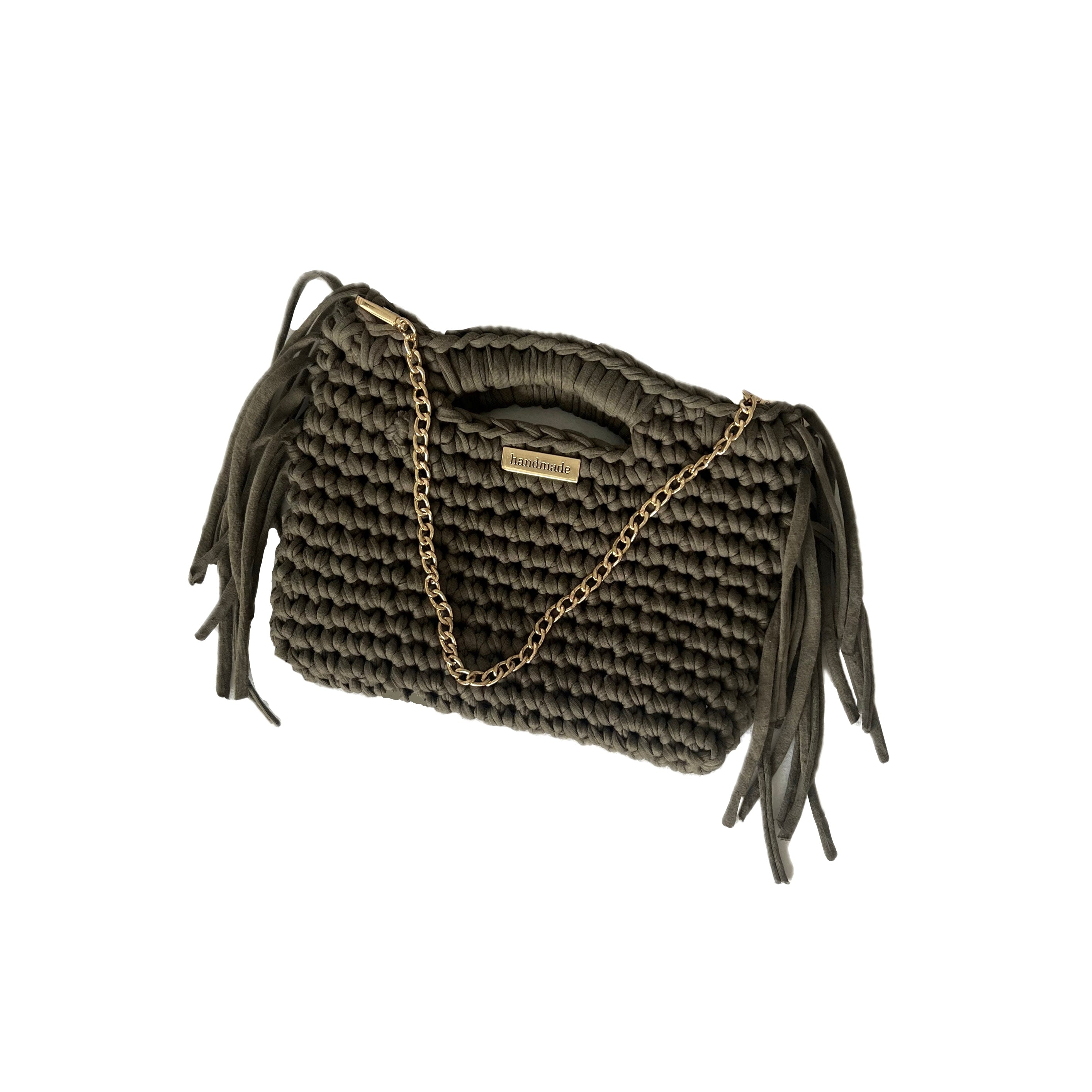 Green fringe bag